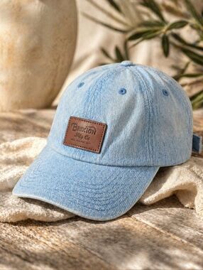 Brixton Unisex Light Wash Denim Strapback Cap Hat 100% Cotton